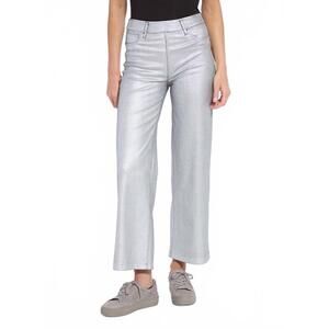 NEW LYSSE metallic coated wide leg pant in silver